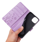 Butterflies Pattern Imprint PU Leather Wallet Card Slots Cover Phone Stand Case for	iPhone 13 mini