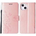 Butterflies Pattern Imprint PU Leather Wallet Card Slots Cover Phone Stand Case for	iPhone 13 mini