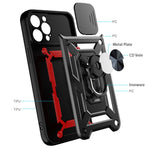 Camera Slide Shockproof Phone Case Anti-drop Back Cover with Kickstand for iPhone 13 Pro Max 6.7 inch
