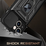 All-round Protective Camera Slide Phone Anti-fall Case Back Shell with Kickstand for iPhone 13 mini 5.4 inch