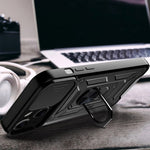 All-round Protective Camera Slide Phone Anti-fall Case Back Shell with Kickstand for iPhone 13 mini 5.4 inch