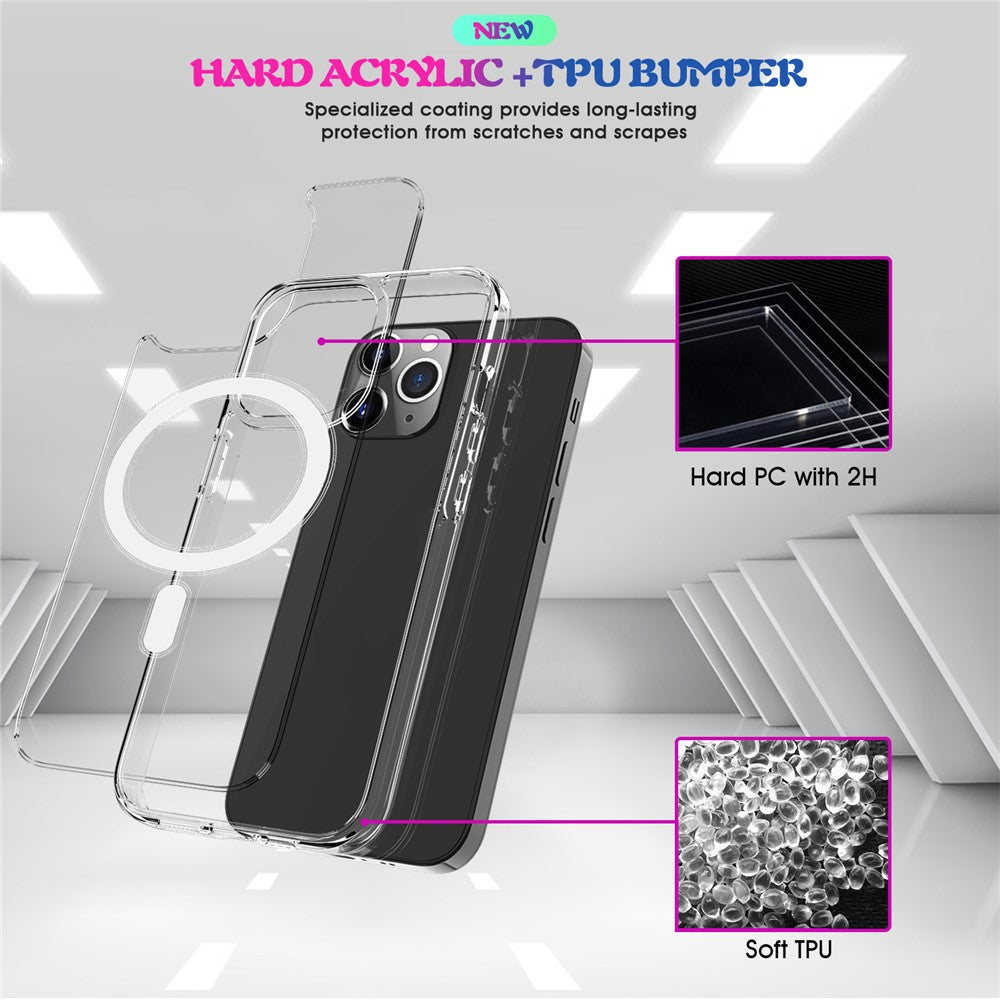 Plastic and Soft TPU Magnetic Case Support Wireless Charging Shockproof Shell for iPhone 13 Pro Max 6.7 inch
