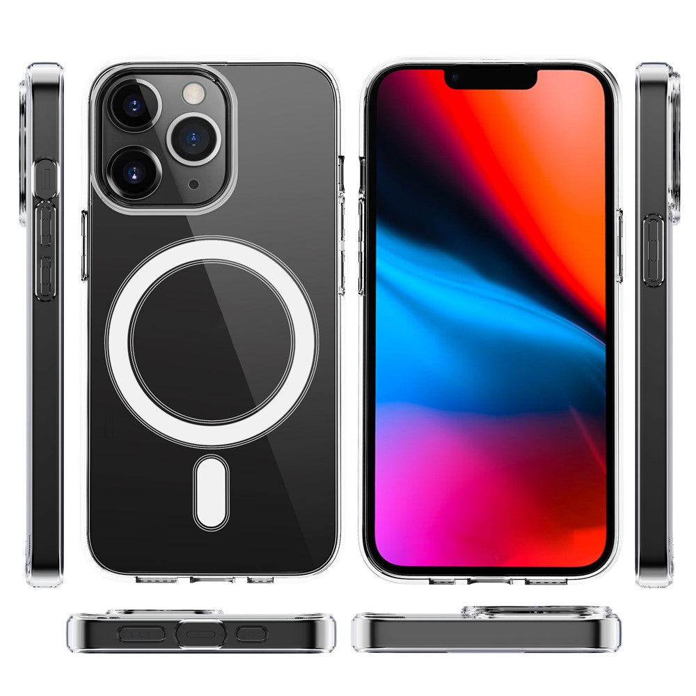 Plastic and Soft TPU Magnetic Case Support Wireless Charging Shockproof Shell for iPhone 13 Pro Max 6.7 inch
