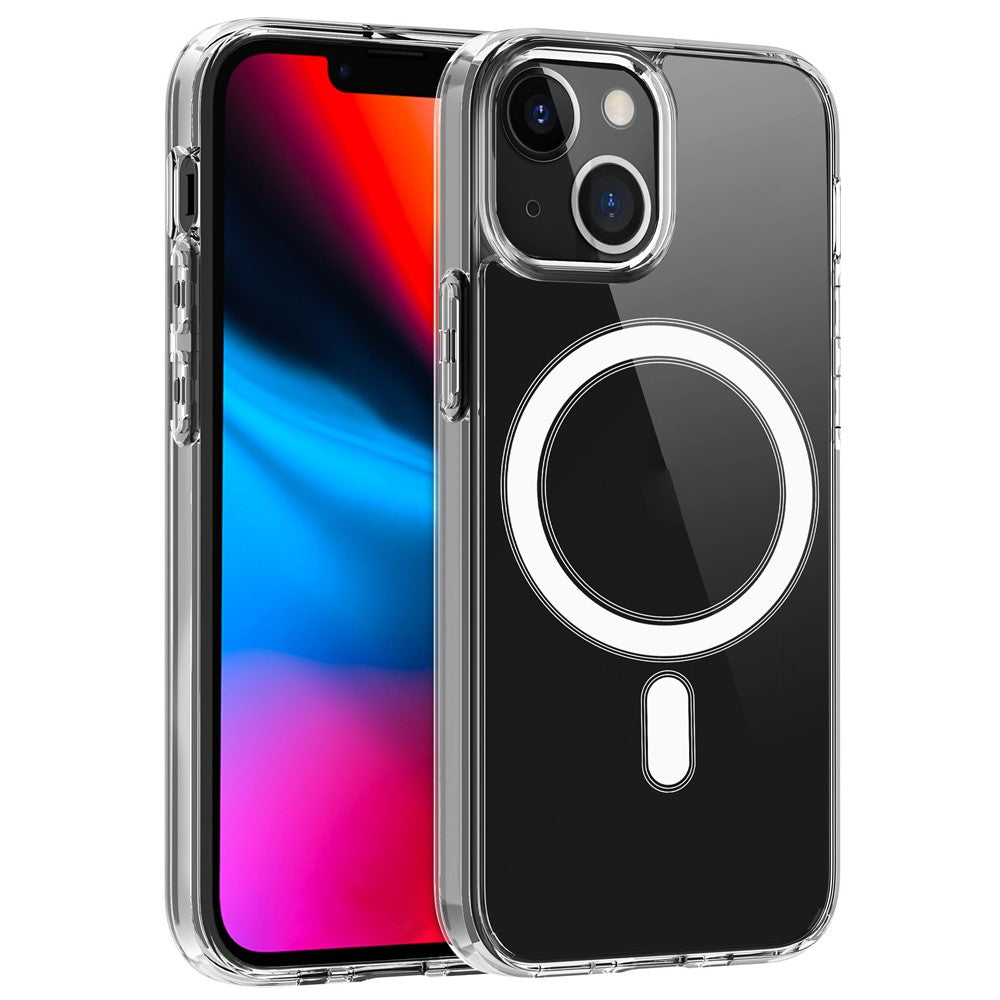 Magnetisk cover af plastik og blød TPU, enkelt, krystalklart, stødsikkert til iPhone 13 6,1 tommer