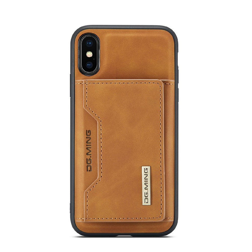 DG.MING M2-serie magnetisk stødsikkert tegnebogsdesign læderbelagt hybridcover med støttefod til iPhone XS Max 6,5 tommer