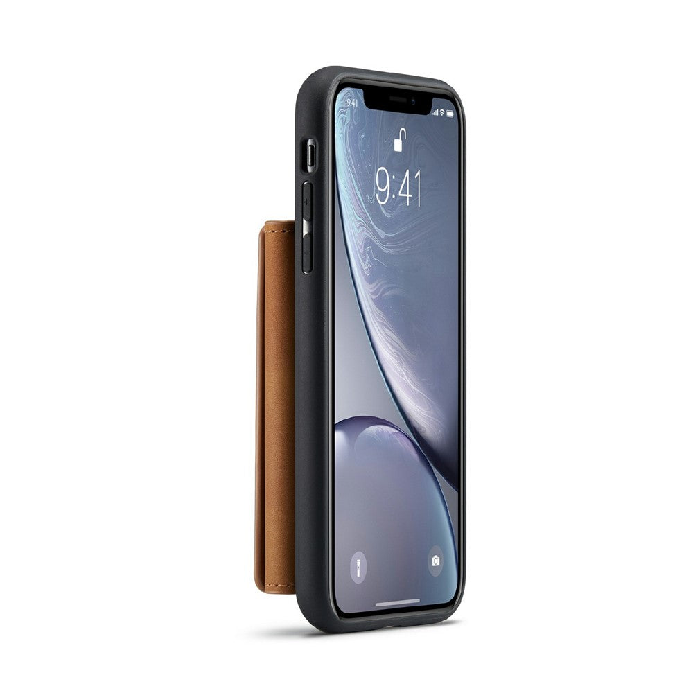 DG.MING M2-serie magnetisk stødsikkert tegnebogsdesign læderbelagt hybridcover med støttefod til iPhone XS Max 6,5 tommer