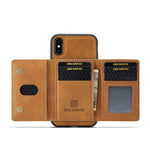 DG.MING M2-serie magnetisk stødsikkert tegnebogsdesign læderbelagt hybridcover med støttefod til iPhone XS Max 6,5 tommer