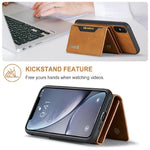 DG.MING M2-serie magnetisk stødsikkert tegnebogsdesign læderbelagt hybridcover med støttefod til iPhone XS Max 6,5 tommer