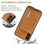 DG.MING M2-serie magnetisk stødsikkert tegnebogsdesign læderbelagt hybridcover med støttefod til iPhone XS Max 6,5 tommer