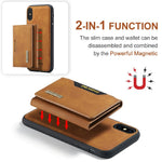 DG.MING M2-serie magnetisk stødsikkert tegnebogsdesign læderbelagt hybridcover med støttefod til iPhone XS Max 6,5 tommer