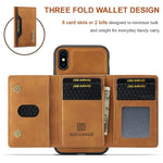 DG.MING M2-serie magnetisk stødsikkert tegnebogsdesign læderbelagt hybridcover med støttefod til iPhone XS Max 6,5 tommer