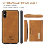 DG.MING M2-serie magnetisk stødsikkert tegnebogsdesign læderbelagt hybridcover med støttefod til iPhone XS Max 6,5 tommer