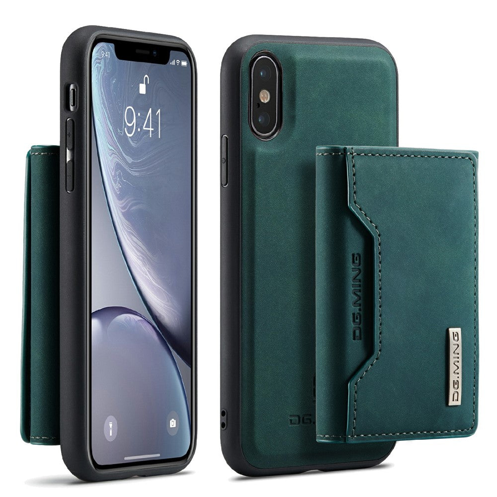 DG.MING M2-serie magnetisk stødsikkert tegnebogsdesign læderbelagt hybridcover med støttefod til iPhone XS Max 6,5 tommer