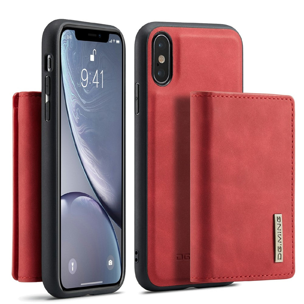 DG.MING M1 Series Phone Case PU + TPU + PC Back Cover with Magnetic Tri-Fold Wallet Kickstand for iPhone XS Max 6.5 inch