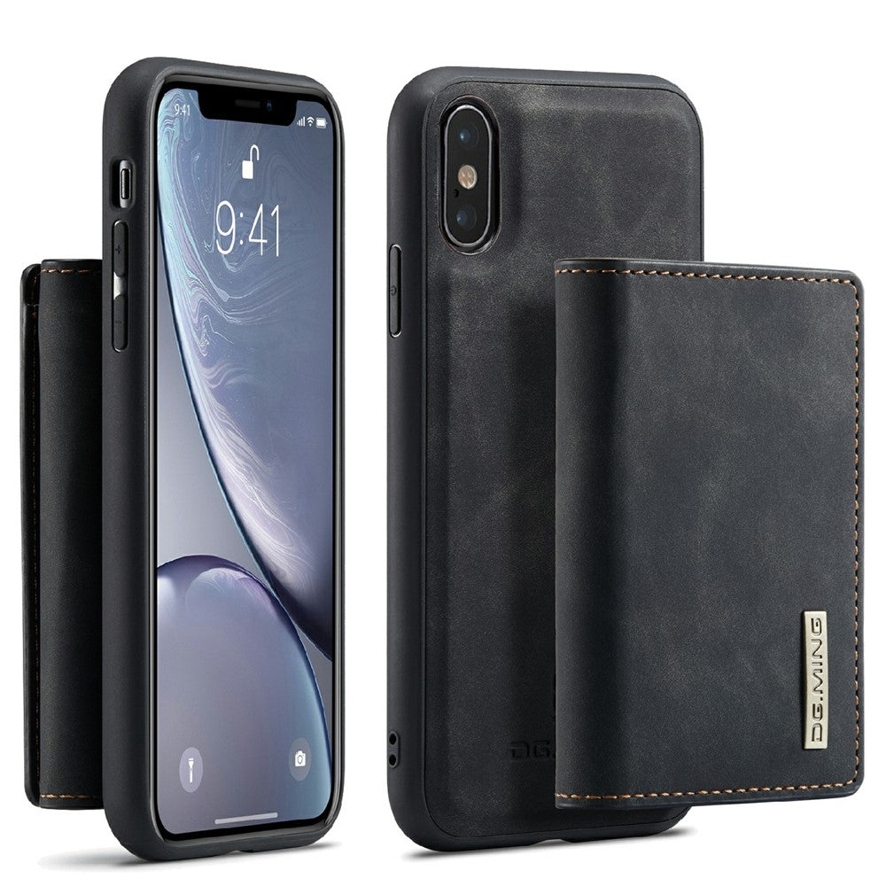 DG.MING M1 Series Phone Case PU + TPU + PC Back Cover with Magnetic Tri-Fold Wallet Kickstand for iPhone XS Max 6.5 inch