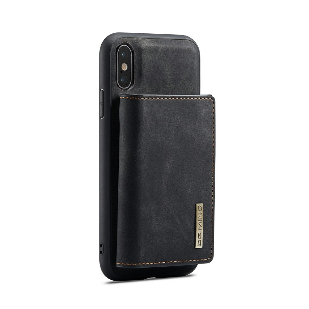 DG.MING M1 Series Phone Case PU + TPU + PC Back Cover with Magnetic Tri-Fold Wallet Kickstand for iPhone XS Max 6.5 inch