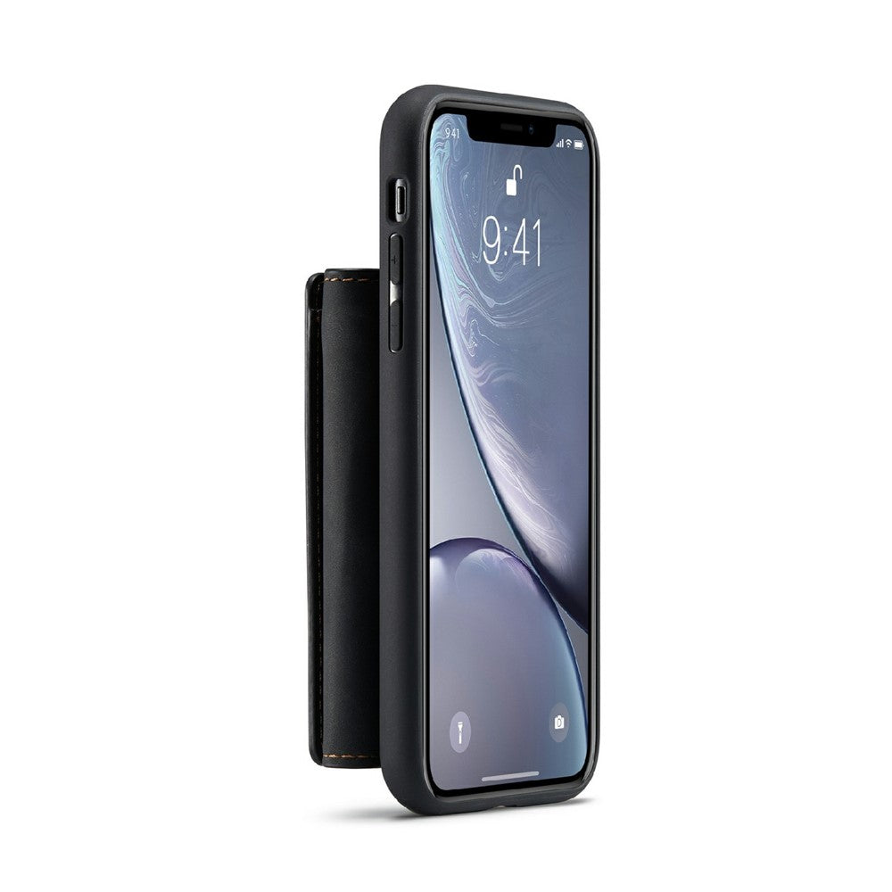 DG.MING M1 Series Phone Case PU + TPU + PC Back Cover with Magnetic Tri-Fold Wallet Kickstand for iPhone XS Max 6.5 inch