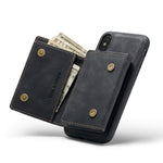 DG.MING M1 Series Phone Case PU + TPU + PC Back Cover with Magnetic Tri-Fold Wallet Kickstand for iPhone XS Max 6.5 inch