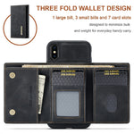 DG.MING M1 Series Phone Case PU + TPU + PC Back Cover with Magnetic Tri-Fold Wallet Kickstand for iPhone XS Max 6.5 inch