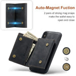 DG.MING M1 Series Phone Case PU + TPU + PC Back Cover with Magnetic Tri-Fold Wallet Kickstand for iPhone XS Max 6.5 inch