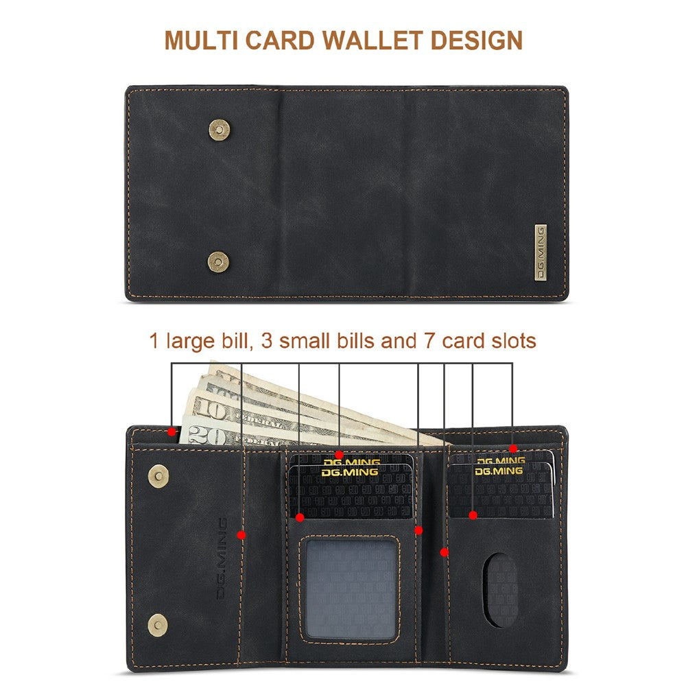 DG.MING M1 Series Phone Case PU + TPU + PC Back Cover with Magnetic Tri-Fold Wallet Kickstand for iPhone XS Max 6.5 inch