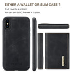 DG.MING M1 Series Phone Case PU + TPU + PC Back Cover with Magnetic Tri-Fold Wallet Kickstand for iPhone XS Max 6.5 inch