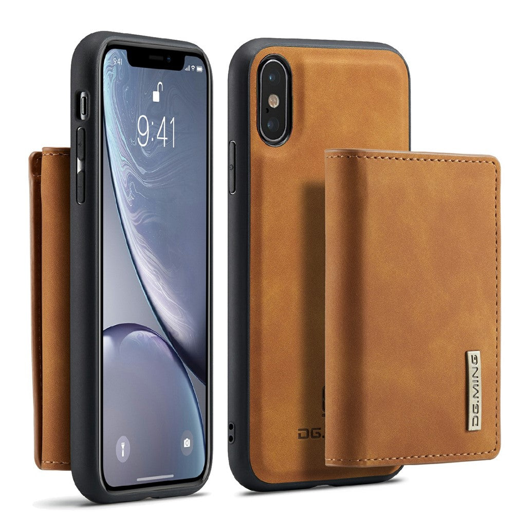 DG.MING M1 Series Phone Case PU + TPU + PC Back Cover with Magnetic Tri-Fold Wallet Kickstand for iPhone XS Max 6.5 inch