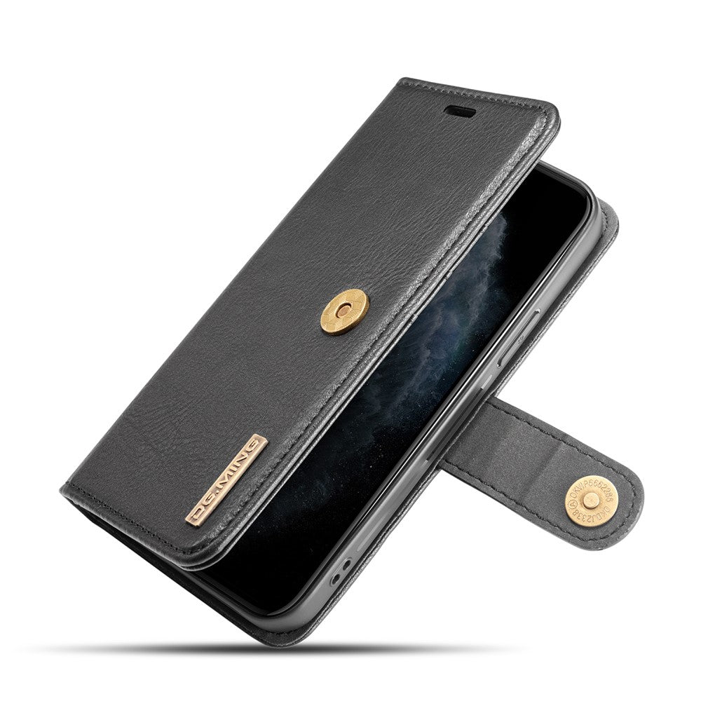 DG.MING For iPhone 13 Pro 6.1 inch Drop-resistant Anti-scratch Split Leather Wallet Detachable 2-in-1 Phone Shell