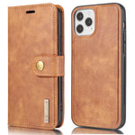 DG.MING For iPhone 13 Pro Max 6.7 inch Comfortable Hand Feeling Anti-scratch Split Leather Wallet Design Detachable 2-in-1 Phone Cover