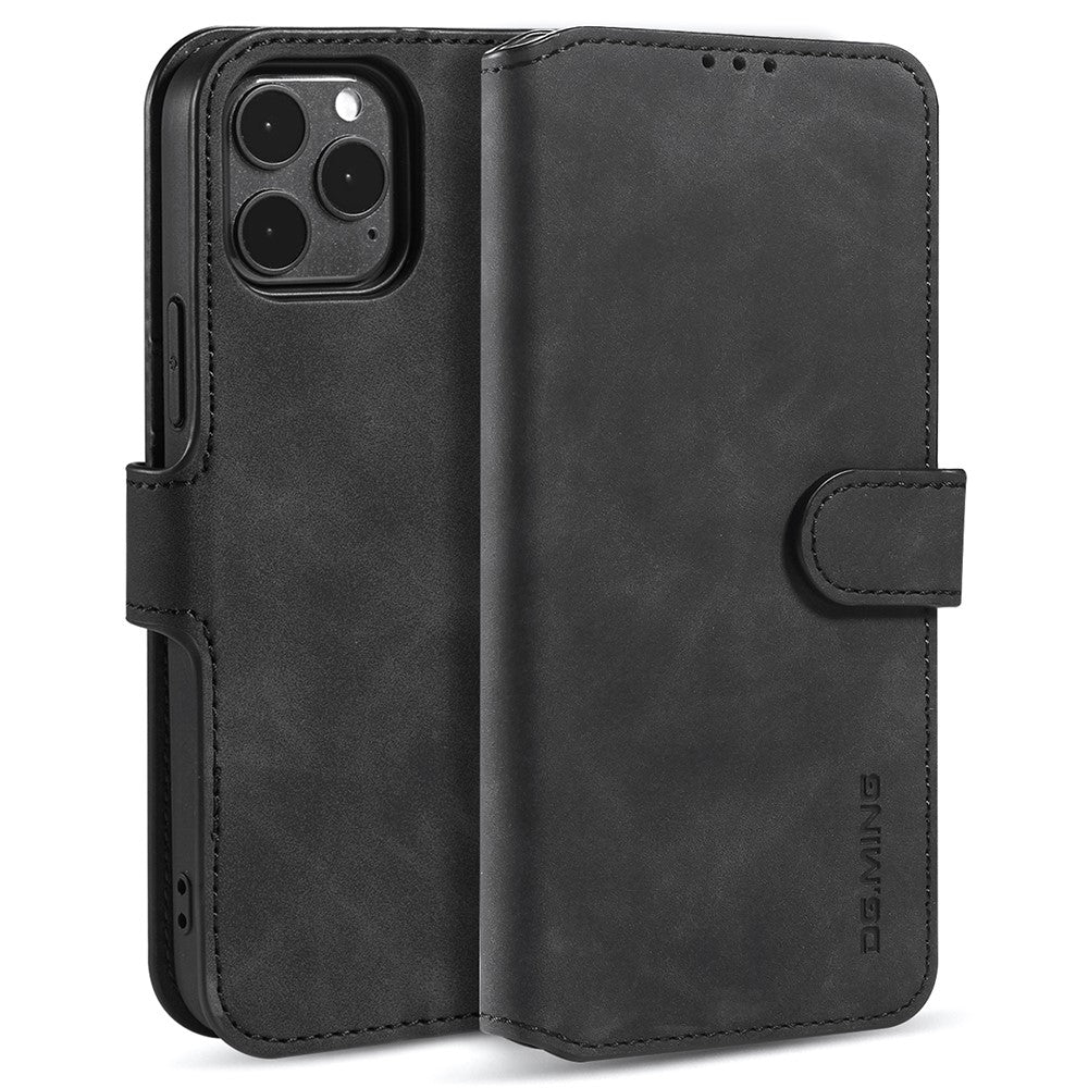 DG.MING Retro Style Leather Folio Flip Phone Cover with Wallet Stand Design for iPhone 13 mini 5.4 inch