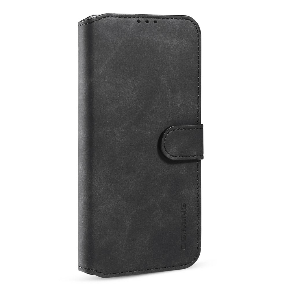 DG.MING Retro Style Leather Folio Flip Phone Cover with Wallet Stand Design for iPhone 13 mini 5.4 inch