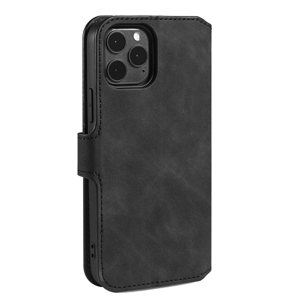 DG.MING Retro Style Leather Folio Flip Phone Cover with Wallet Stand Design for iPhone 13 mini 5.4 inch