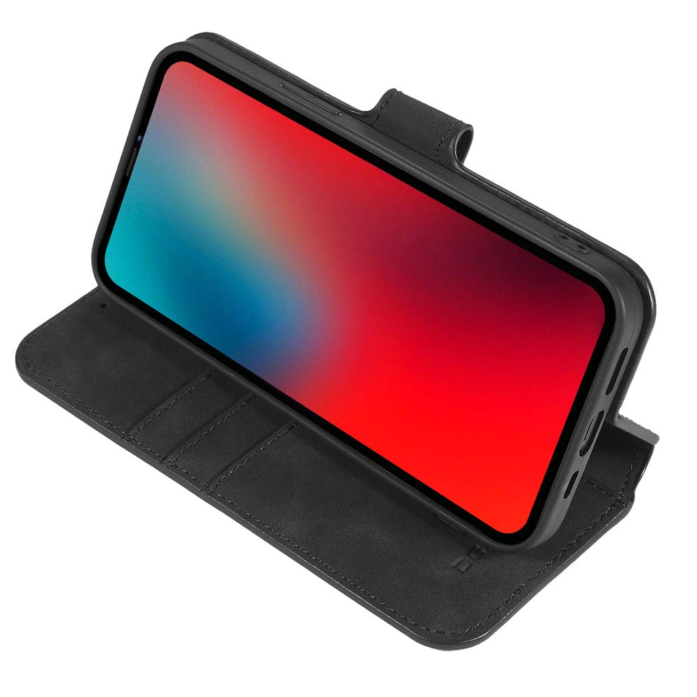 DG.MING Retro Style Leather Folio Flip Phone Cover with Wallet Stand Design for iPhone 13 mini 5.4 inch