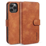 DG.MING Retro Style Leather Folio Flip Phone Cover with Wallet Stand Design for iPhone 13 mini 5.4 inch