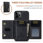DG.MING M2 Series Magnetic Detachable 2-in-1Tri-Fold Wallet Wireless Charging Hybrid Kickstand Case for iPhone 13 Pro 6.1 inch