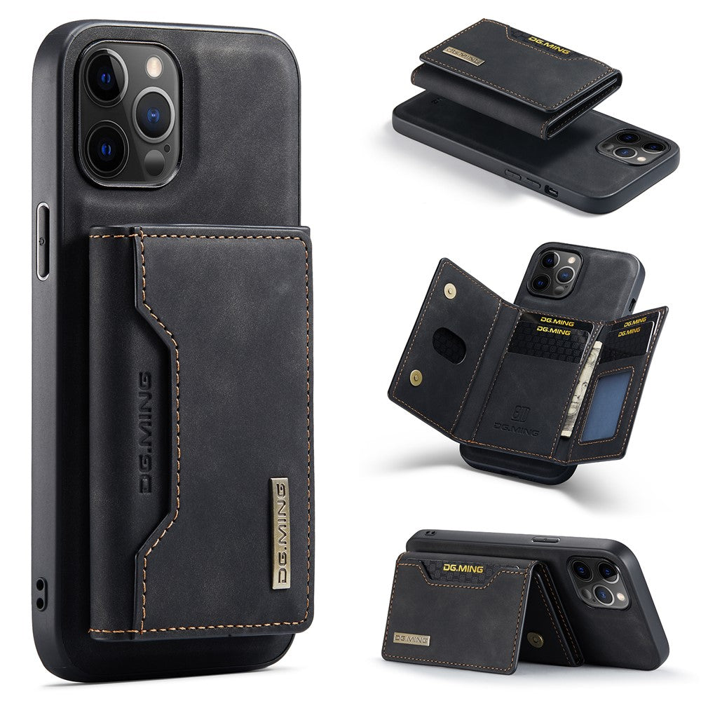 DG.MING M2-serien med 8 kortplatser, magnetiskt, avtagbart, trådlöst laddande hybridstativskal för iPhone 13 mini 5,4 tum