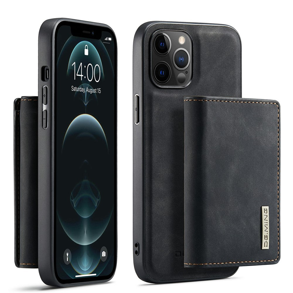 DG.MING M1 Series Telefoncover PU + TPU + PC Bagcover med Magnetisk Tredobbelt Pung Kickstand til iPhone 13 mini 5.4 tommer