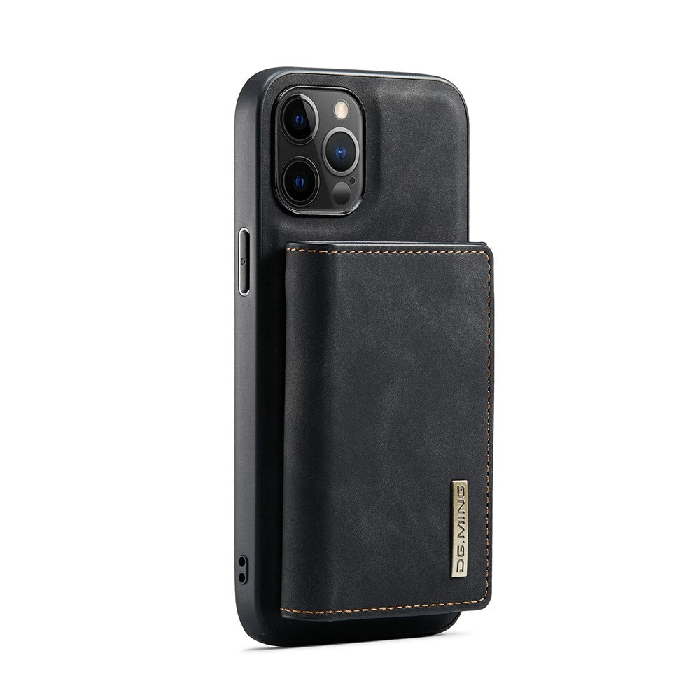DG.MING M1 Series Telefoncover PU + TPU + PC Bagcover med Magnetisk Tredobbelt Pung Kickstand til iPhone 13 mini 5.4 tommer