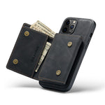 DG.MING M1 Series Telefoncover PU + TPU + PC Bagcover med Magnetisk Tredobbelt Pung Kickstand til iPhone 13 mini 5.4 tommer