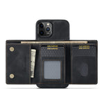 DG.MING M1 Series Telefoncover PU + TPU + PC Bagcover med Magnetisk Tredobbelt Pung Kickstand til iPhone 13 mini 5.4 tommer
