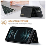 DG.MING M1 Series Telefoncover PU + TPU + PC Bagcover med Magnetisk Tredobbelt Pung Kickstand til iPhone 13 mini 5.4 tommer