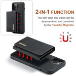 DG.MING M1 Series Telefoncover PU + TPU + PC Bagcover med Magnetisk Tredobbelt Pung Kickstand til iPhone 13 mini 5.4 tommer