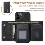 DG.MING M1 Series Telefoncover PU + TPU + PC Bagcover med Magnetisk Tredobbelt Pung Kickstand til iPhone 13 mini 5.4 tommer