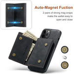 DG.MING M1 Series Telefoncover PU + TPU + PC Bagcover med Magnetisk Tredobbelt Pung Kickstand til iPhone 13 mini 5.4 tommer