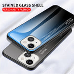 Gradient Farve Hærdet Glas Bagskal Blødt TPU Kant Cover Telefoncover til iPhone 13 mini 5,4 tommer