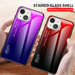Gradient Farve Hærdet Glas Bagskal Blødt TPU Kant Cover Telefoncover til iPhone 13 mini 5,4 tommer
