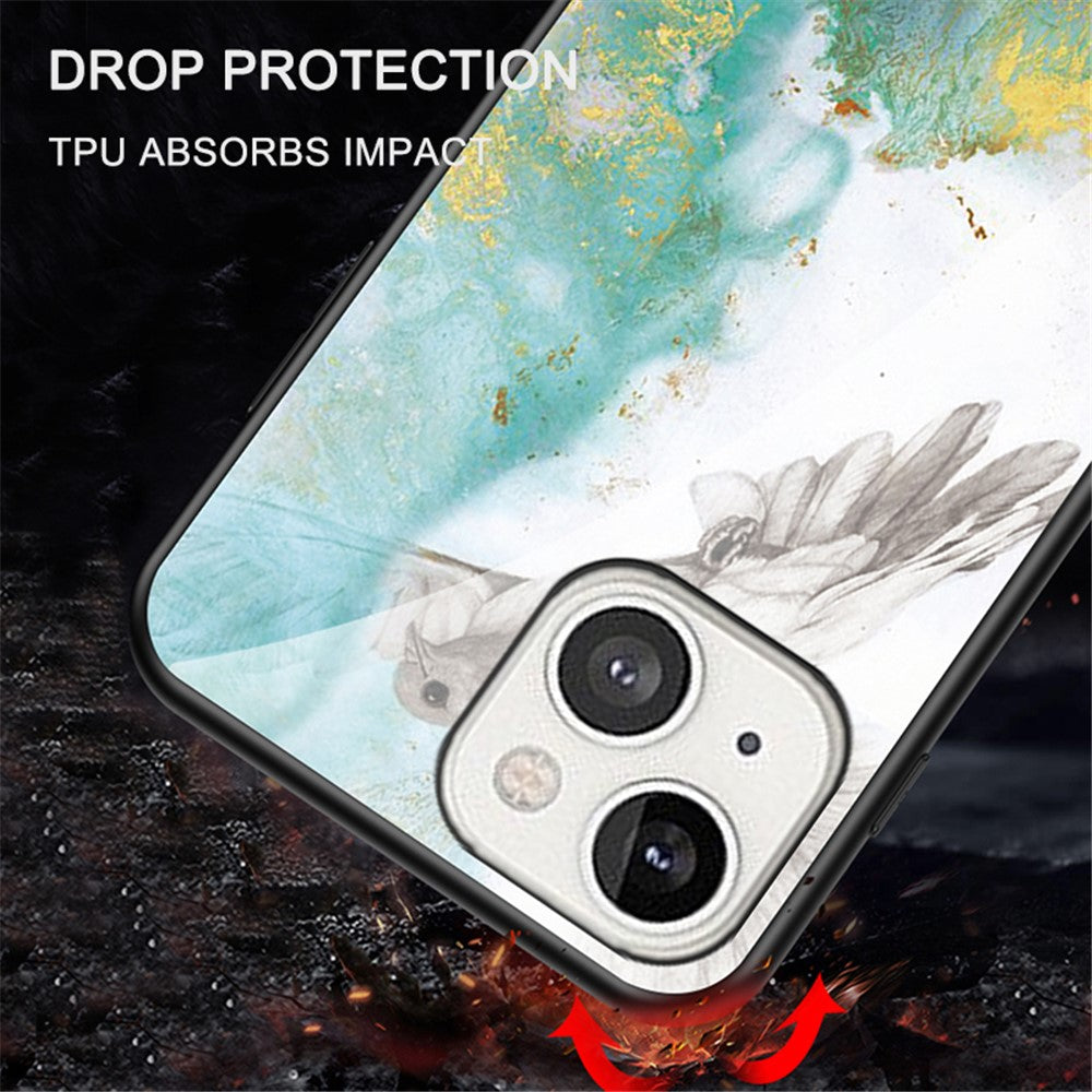 Marble Design Tempered Glass Anti-Scratch Shockproof Cover for iPhone 13 mini 5.4 inch