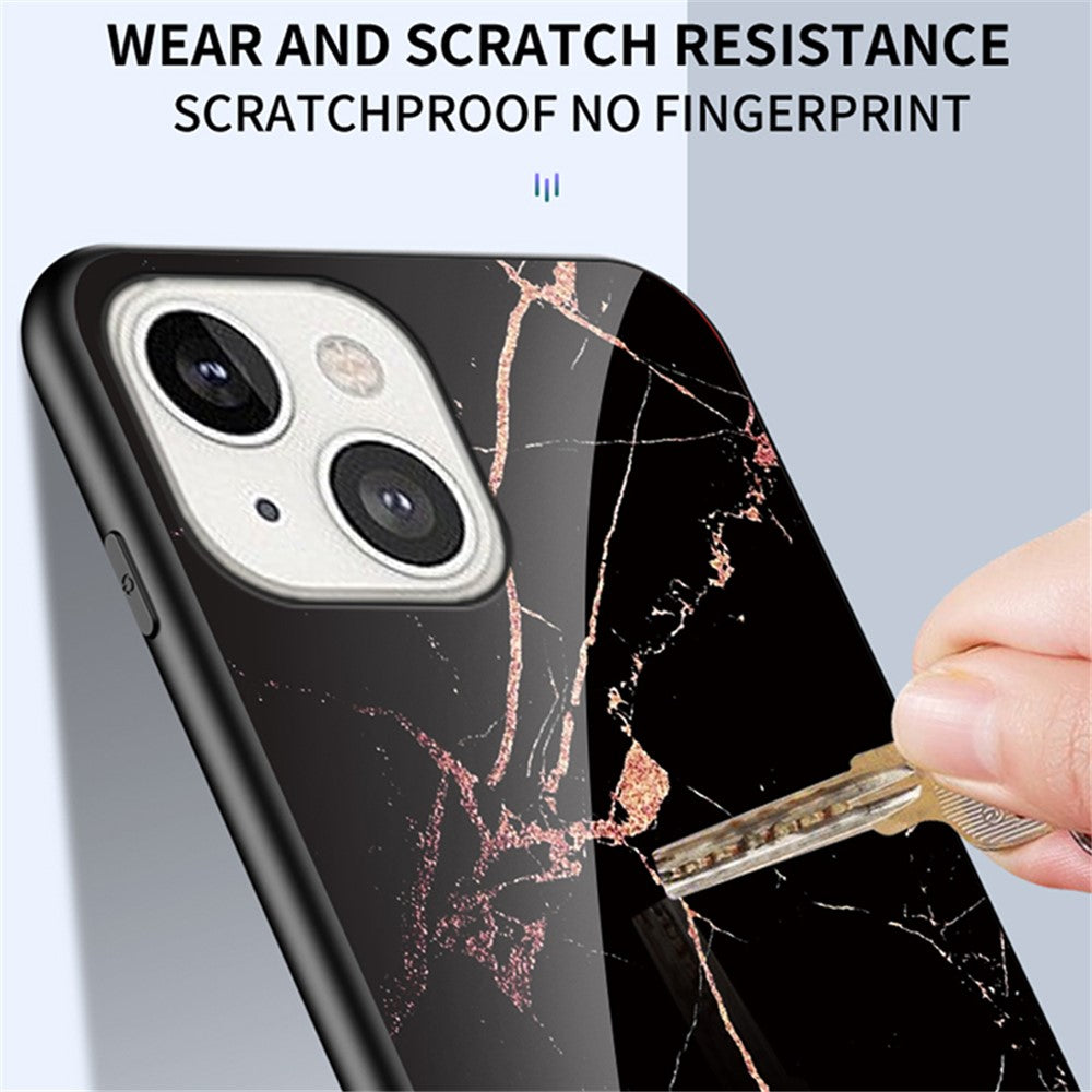 Marble Design Tempered Glass Anti-Scratch Shockproof Cover for iPhone 13 mini 5.4 inch