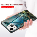 Marble Design Tempered Glass Anti-Scratch Shockproof Cover for iPhone 13 mini 5.4 inch