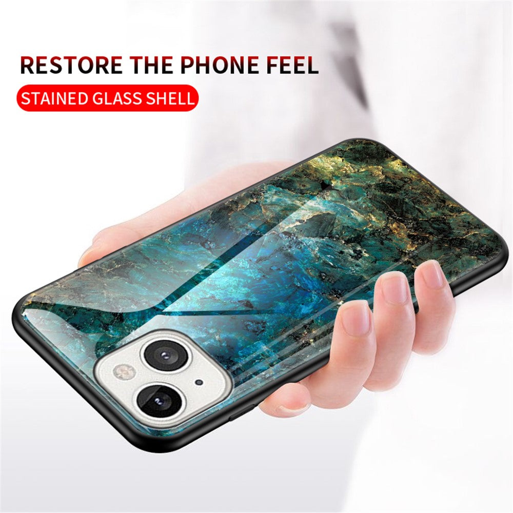 Marble Design Tempered Glass Anti-Scratch Shockproof Cover for iPhone 13 mini 5.4 inch